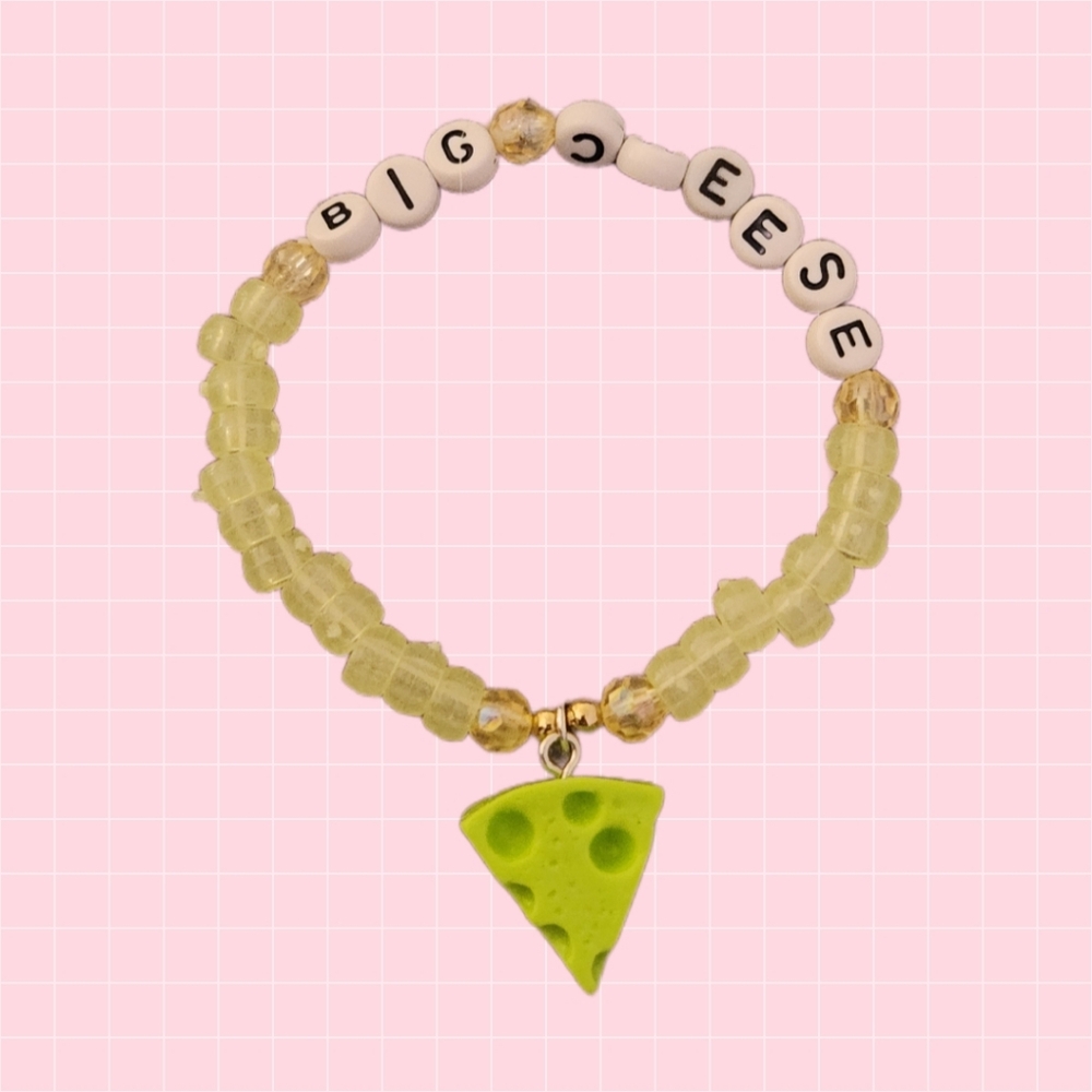 Green 'Big Cheese' Beaded Bracelet